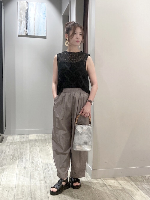 Abahouse  devinetteワイドパンツ セール】【セットアップ対応】シャイニータフタワイドテーパード