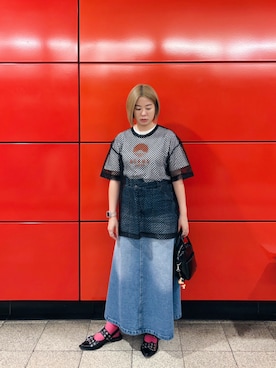「アイテム（デニムスカート）」を使った、sharon0109さん（レディース・163cm）の夏コーディネート