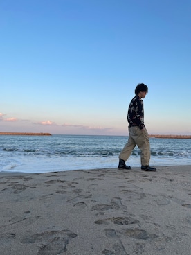 「RED WING（レッドウィング）のアイテム（ブーツ、ブラック系）」を使った、だいしろうさん（メンズ・168cm）の冬コーディネート