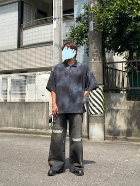 「CLEL（クレイル）の【CLEL】2Way Multi Pattern Drape Short Sleeve Shirt/2way 花柄 アブストラクト柄ドレープ半袖シャツ（シャツ/ブラウス）」を使った、のりたさん（メンズ・170cm・10代）の夏コーディネート