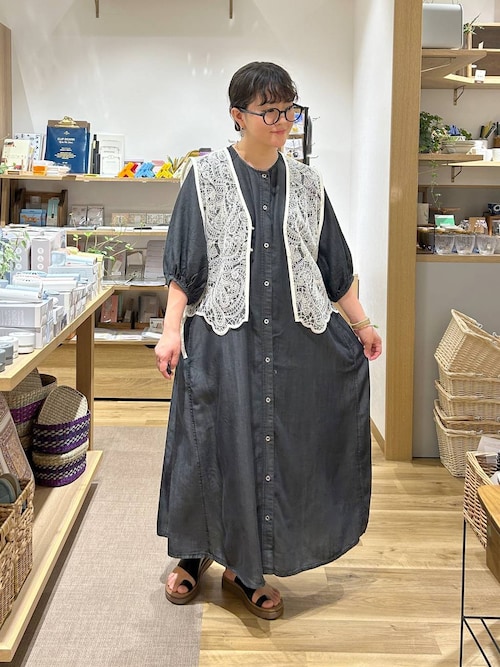 新品 Natural by studio CLIP 綿麻デニムコートワンピース 開梱 設置?無料 】 新品 Natural by studio CLIP 綿麻デニム