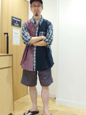 「アイテム（サンダル）」を使った、工藤寧さん（メンズ・176cm）の夏コーディネート