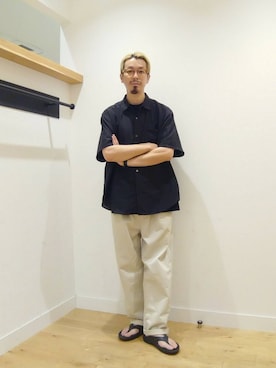 「アイテム（サンダル）」を使った、工藤寧さん（メンズ・176cm）の夏コーディネート