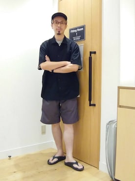 「アイテム（サンダル）」を使った、工藤寧さん（メンズ・176cm）の夏コーディネート