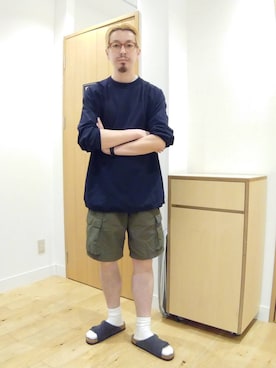 「アイテム（サンダル）」を使った、工藤寧さん（メンズ・176cm）の春コーディネート