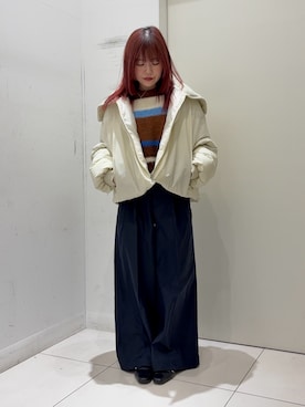 「アイテム（チノパンツ）」を使った、森あずささん（レディース・152cm）の冬コーディネート