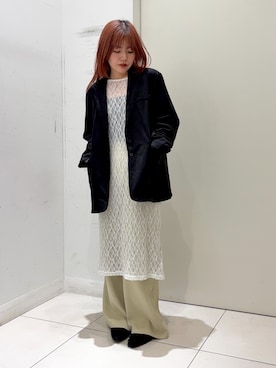「アイテム（テーラードジャケット）」を使った、森あずささん（レディース・152cm）の秋コーディネート
