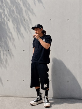 「MLB（メジャーリーグベースボール）のアイテム」を使った、papasfurugiさん（メンズ・172cm）の夏コーディネート