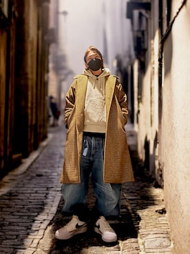 「NIKE（ナイキ）のNIKE ナイキ W COURT LEGACY LIFT コート レガシー リフト WDM7590 100WHITE/BLACK（スニーカー、ホワイト系）」を使った、papasfurugiさん（メンズ・172cm）の冬コーディネート