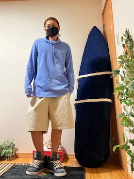 「Vineyard Vines（ヴァインヤードヴァインズ ）のアイテム（スウェット、ブルー系）」を使った、papasfurugiさん（メンズ・172cm）の夏コーディネート