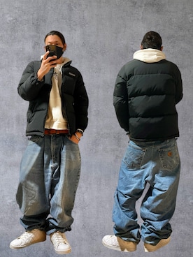 「アイテム（ダウンジャケット/コート）」を使った、papasfurugiさん（メンズ・172cm）の秋コーディネート