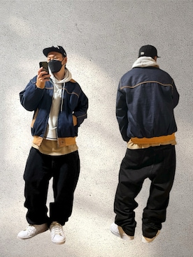 「アイテム（デニムジャケット）」を使った、papasfurugiさん（メンズ・172cm）の秋コーディネート