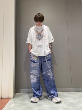 「TALKING ABOUT THE ABSTRACTION（トーキング　アバウト　ジ　アブストラクション）のアイテム（パンツ）」を使った、tanshio03さん（メンズ・181cm）の夏コーディネート