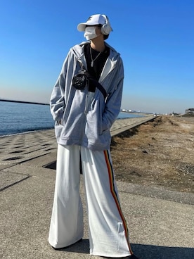 「adidas（アディダス）のアイテム（帽子）」を使った、SIZU（織田信長)インスタさん（メンズ・170cm）の春コーディネート