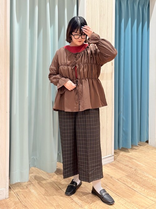 しずくしず です★新品★マットポプリンブラウス キャメル OPAQUE.CLIP（オペークドットクリップ） ブラウス シャツ 「5色展開/SS