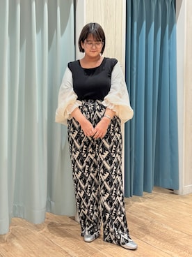 「SHOO・LA・RUE（シューラルー）の【ネックアソート】裏ひんやりテレコ5分袖トップス（Tシャツ/カットソー、ブラック系）」を使った、砂糖さん（レディース・161cm）の春コーディネート
