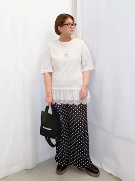 「SHOO・LA・RUE（シューラルー）のアイテム（トートバッグ）」を使った、砂糖さん（レディース・161cm）の夏コーディネート