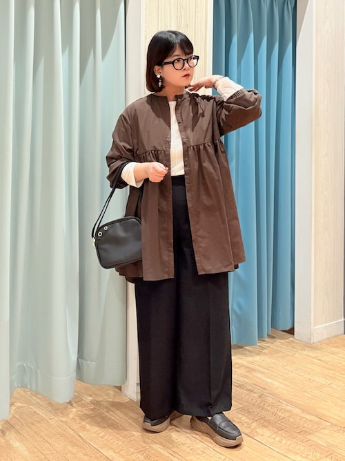 セール】【S-LL】自然に体型カバー 切り替えギャザーチュニックシャツ