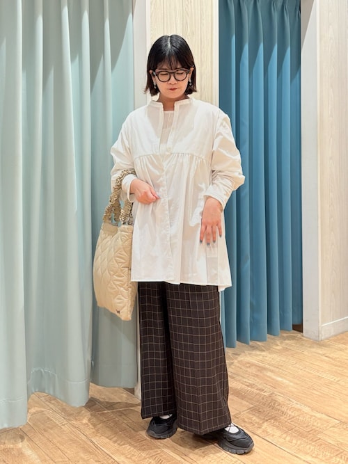 セール】【S-LL】自然に体型カバー 切り替えギャザーチュニックシャツ