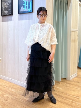 「レーストップス」｜砂糖さん（レディース・161cm）の夏コーディネート