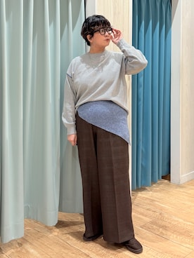 「SHOO・LA・RUE（シューラルー）の配色が目を引く　スウェットライクニット（ニット/セーター、グレー系）」を使った、砂糖さん（レディース・161cm）の秋コーディネート