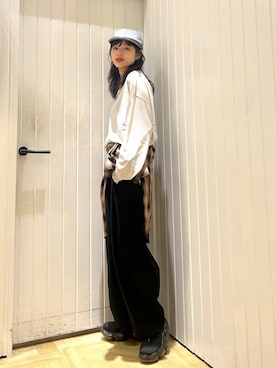 「アイテム（ハンチング/ベレー帽）」を使った、usuさん（レディース・165cm）の夏コーディネート