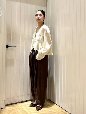 「LOWRYS FARM（ローリーズファーム）のパールタレンネックレス　249411（ネックレス）」を使った、usuさん（レディース・165cm・20代）の秋コーディネート