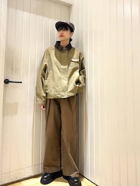 「アイテム（その他アウター、ブラウン系）」を使った、usuさん（レディース・165cm）の秋コーディネート