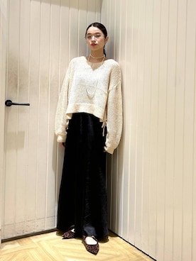 「LOWRYS FARM（ローリーズファーム）のパールタレンネックレス　249411（ネックレス）」を使った、usuさん（レディース・165cm・20代）の秋コーディネート