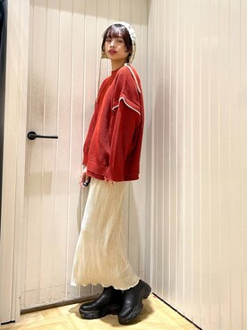 「キッズ服」｜「アイテム（ブーツ）」を使った、usuさん（レディース・165cm）の冬コーディネート