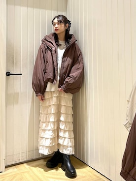 「アイテム（シュシュ）」を使った、usuさん（レディース・165cm）の秋コーディネート