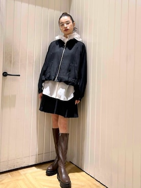 「アイテム（ブルゾン、グレー系）」を使った、usuさん（レディース・165cm）の秋コーディネート