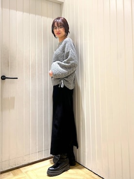 「キッズ服」｜「アイテム（ブーツ）」を使った、usuさん（レディース・165cm）の冬コーディネート