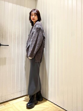 「キッズ服」｜「アイテム（ブーツ）」を使った、usuさん（レディース・165cm）の冬コーディネート