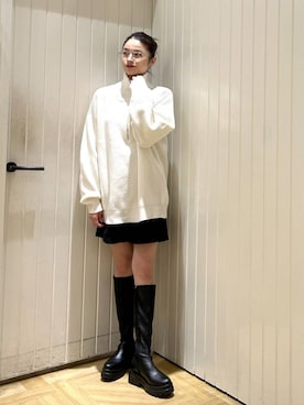 「LOWRYS FARM（ローリーズファーム）の【LFM(U)】アゼニットハーフＺＩＰプルオーバー　 593385（ニット/セーター）」を使った、usuさん（レディース・165cm）の秋コーディネート