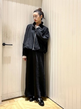 「アイテム（ブルゾン、グレー系）」を使った、usuさん（レディース・165cm）の秋コーディネート