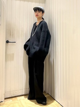 「LOWRYS FARM（ローリーズファーム）のパールタレンネックレス　249411（ネックレス）」を使った、usuさん（レディース・165cm）の冬コーディネート