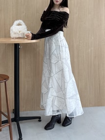 ジオメトリックオパールフレアスカート｜マーキュリーデュオ