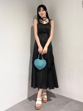 「MERCURYDUO（マーキュリーデュオ）の【MILLELA FIRENZE】ハート型バッグ（ショルダーバッグ、グリーン系）」を使った、kyokaさん（レディース・167cm）の夏コーディネート
