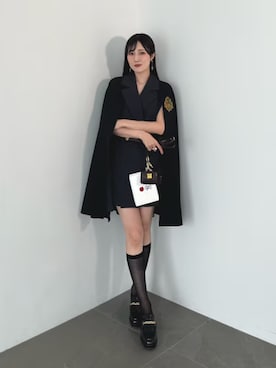 「MERCURYDUO（マーキュリーデュオ）のローファーサボ（ローファー、ブラック系）」を使った、kyokaさん（レディース・167cm）の夏コーディネート