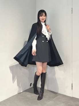 「MERCURYDUO（マーキュリーデュオ）のストレッチロングブーツ（ブーツ、ブラウン系）」を使った、kyokaさん（レディース・167cm）の夏コーディネート