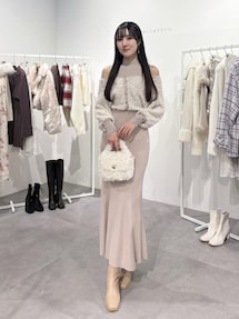 ツイードニットカーデドッキングマーメイドニットワンピース