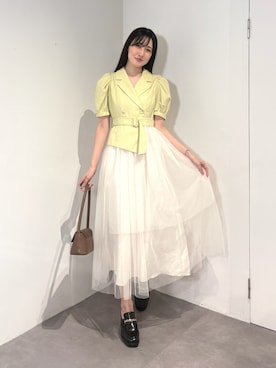 「MERCURYDUO（マーキュリーデュオ）のスエードハンドバッグ（ハンドバッグ、ブラウン系）」を使った、kyokaさん（レディース・167cm）の夏コーディネート