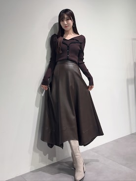 「レザースカート」｜kyokaさん（レディース・167cm）の秋コーディネート