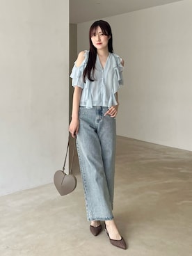 「MERCURYDUO（マーキュリーデュオ）の【MILLELA FIRENZE】ハート型バッグ（单肩包、ベージュ系）」を使った、kyokaさん（レディース・167cm）の春コーディネート