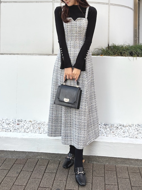 【11月末まで値下げ中】Marvel SM♡ツイードワンピ♡ヘアアクセ付き セール】オリジナルツイードジャンスカベアワンピース【セットアップ