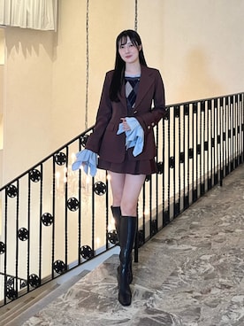 「MERCURYDUO（マーキュリーデュオ）のストレッチロングブーツ（Boots、ブラック系）」を使った、kyokaさん（レディース・167cm）の秋コーディネート
