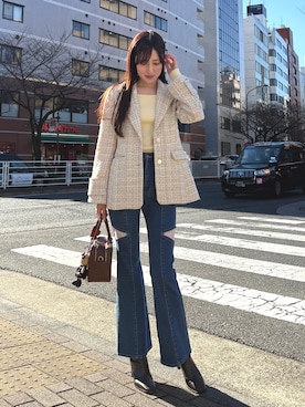 「ツイードジャケット」｜kyokaさん（レディース・167cm）の春コーディネート