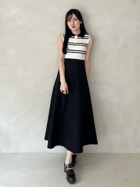 「MERCURYDUO（マーキュリーデュオ）のアイテム（シューズ、ブラウン系）」を使った、kyokaさん（レディース・167cm）の夏コーディネート
