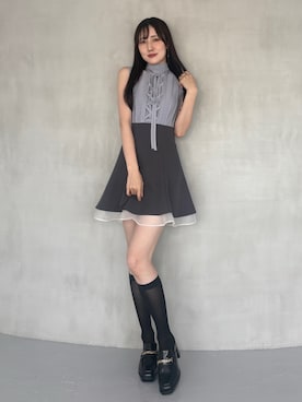 「MERCURYDUO（マーキュリーデュオ）のアイテム（シューズ、ブラック系）」を使った、kyokaさん（レディース・167cm）の春コーディネート